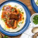 cooked Guinness Short Ribs on mashed potatoes