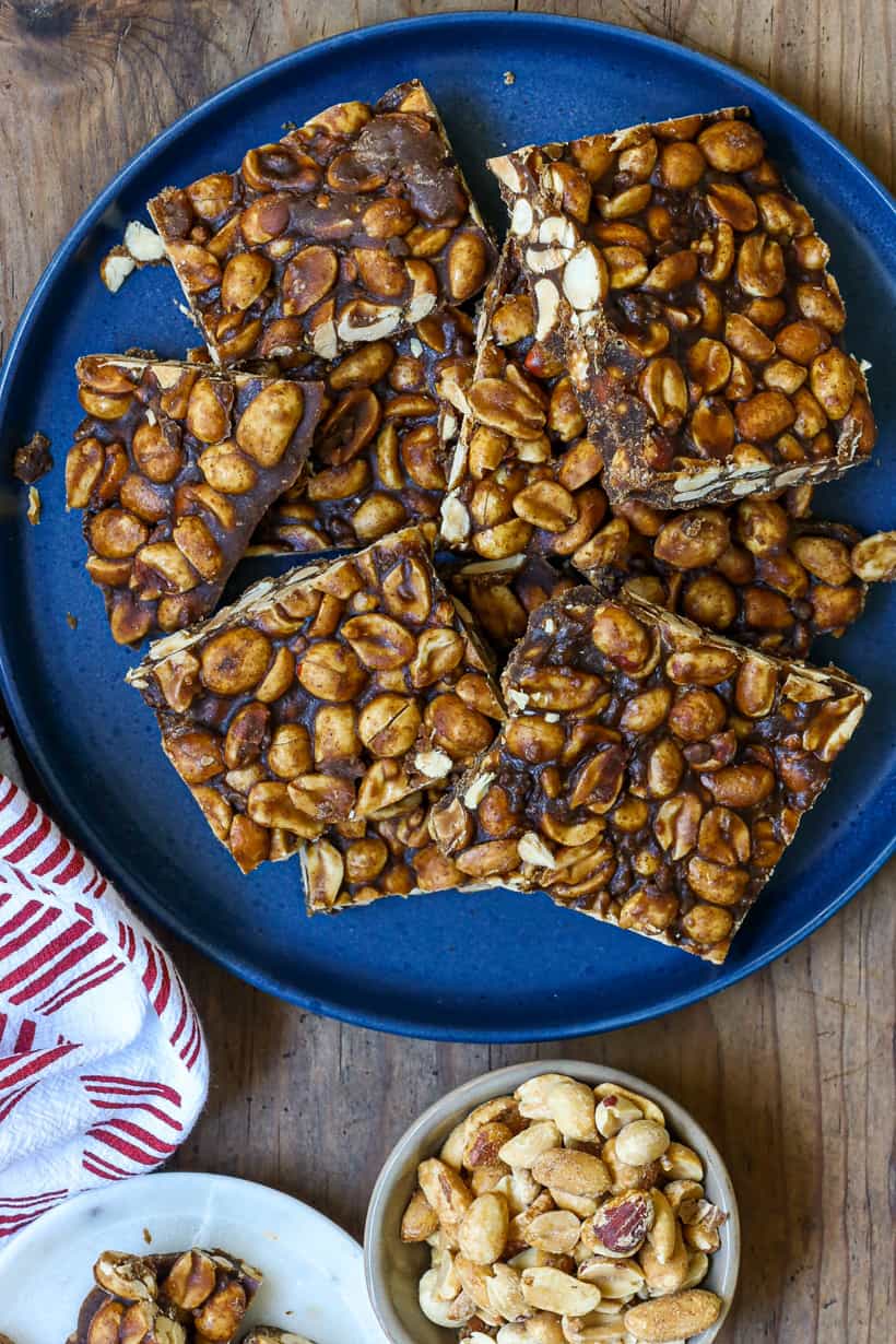 Haitian tablet squares on blue plate