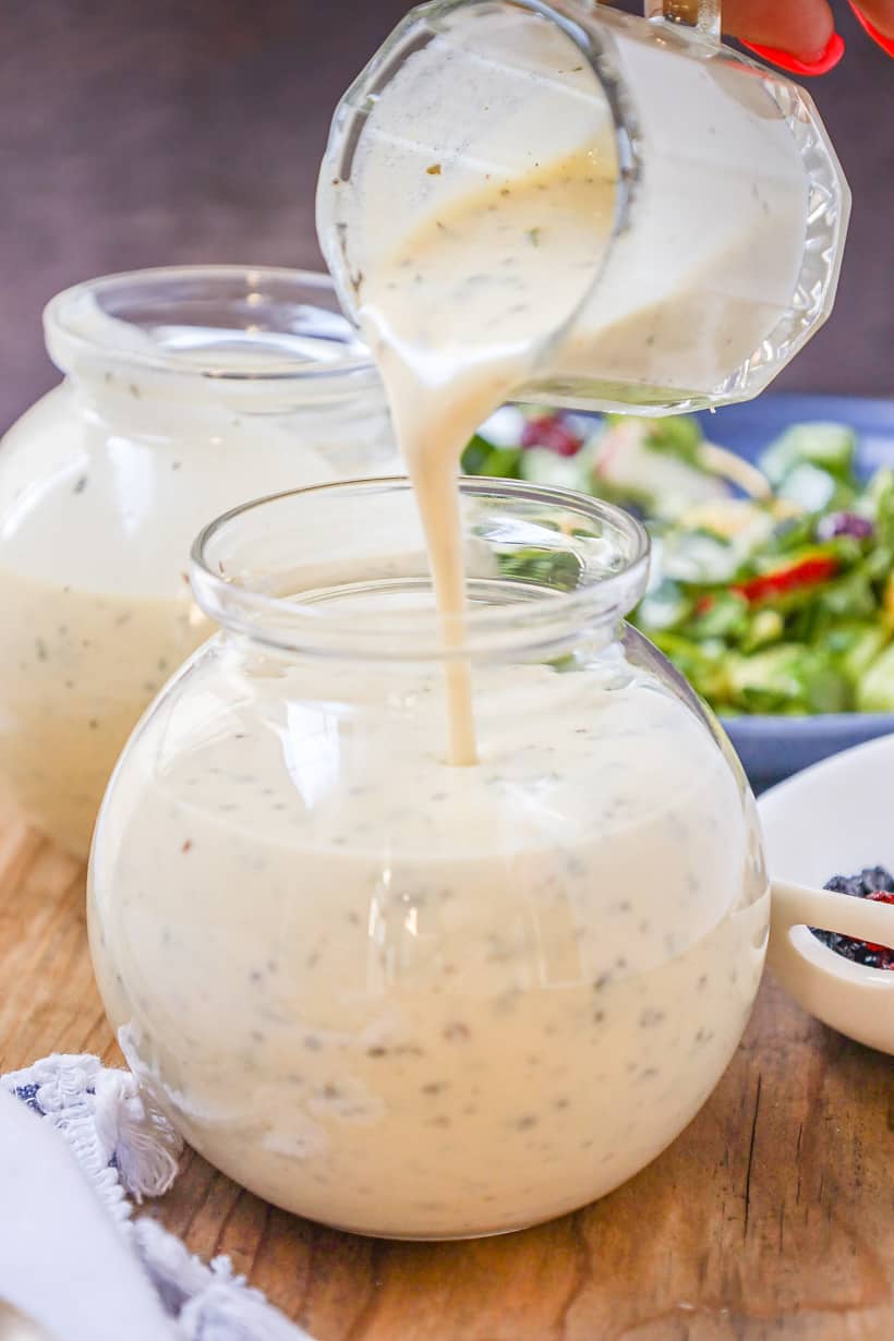 Pouring Lemon Tahini Sauce