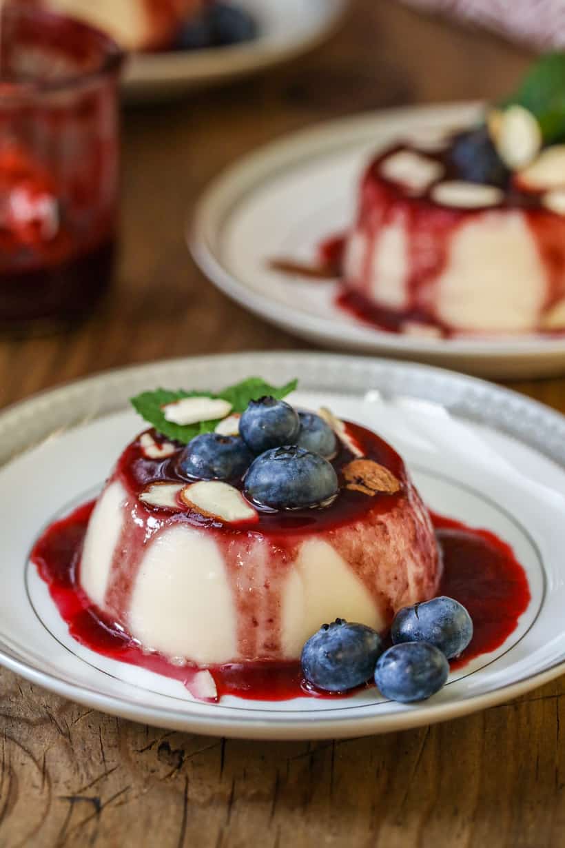 Panna Cotta topped with berry coulis
