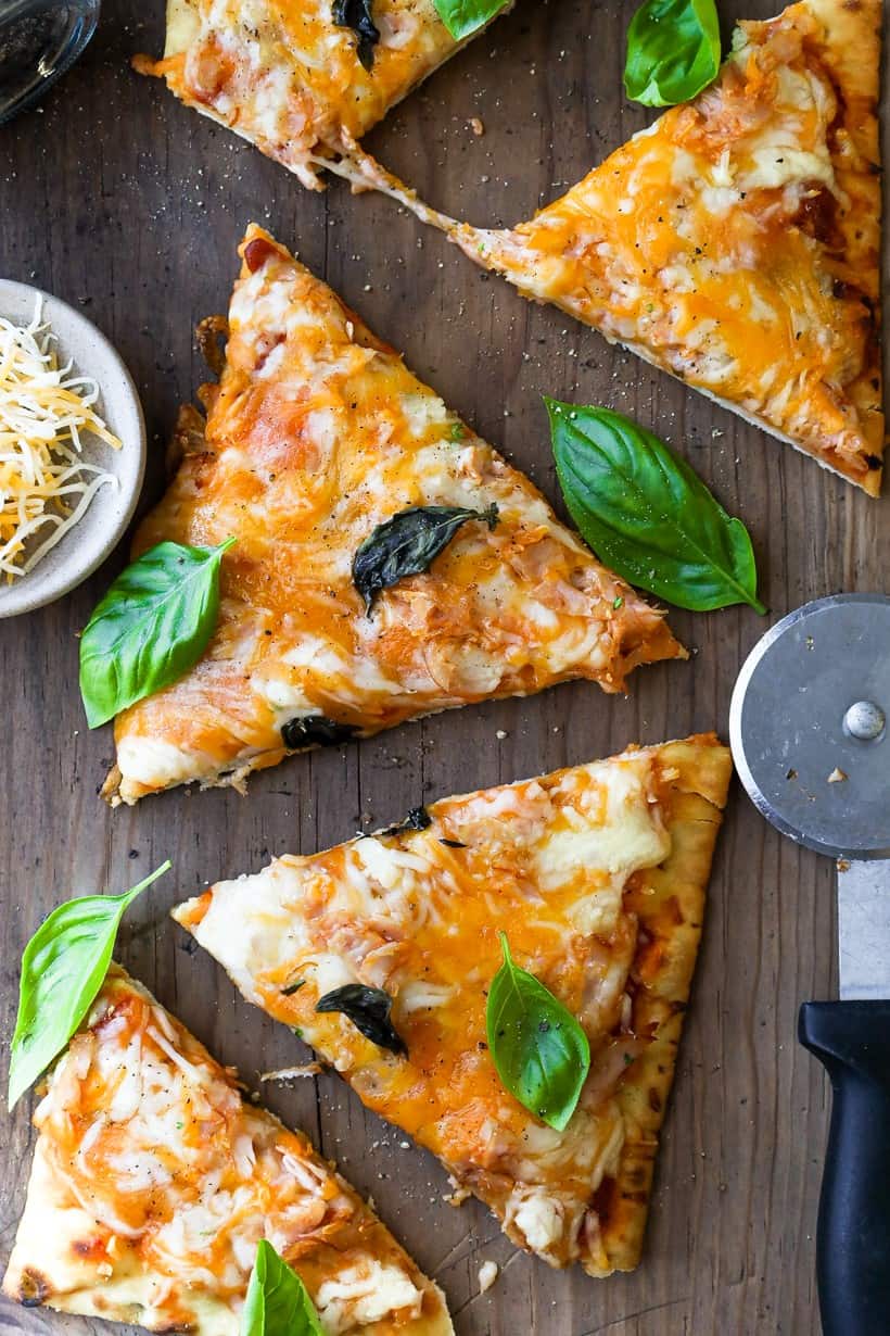 fresh pizza with herbs