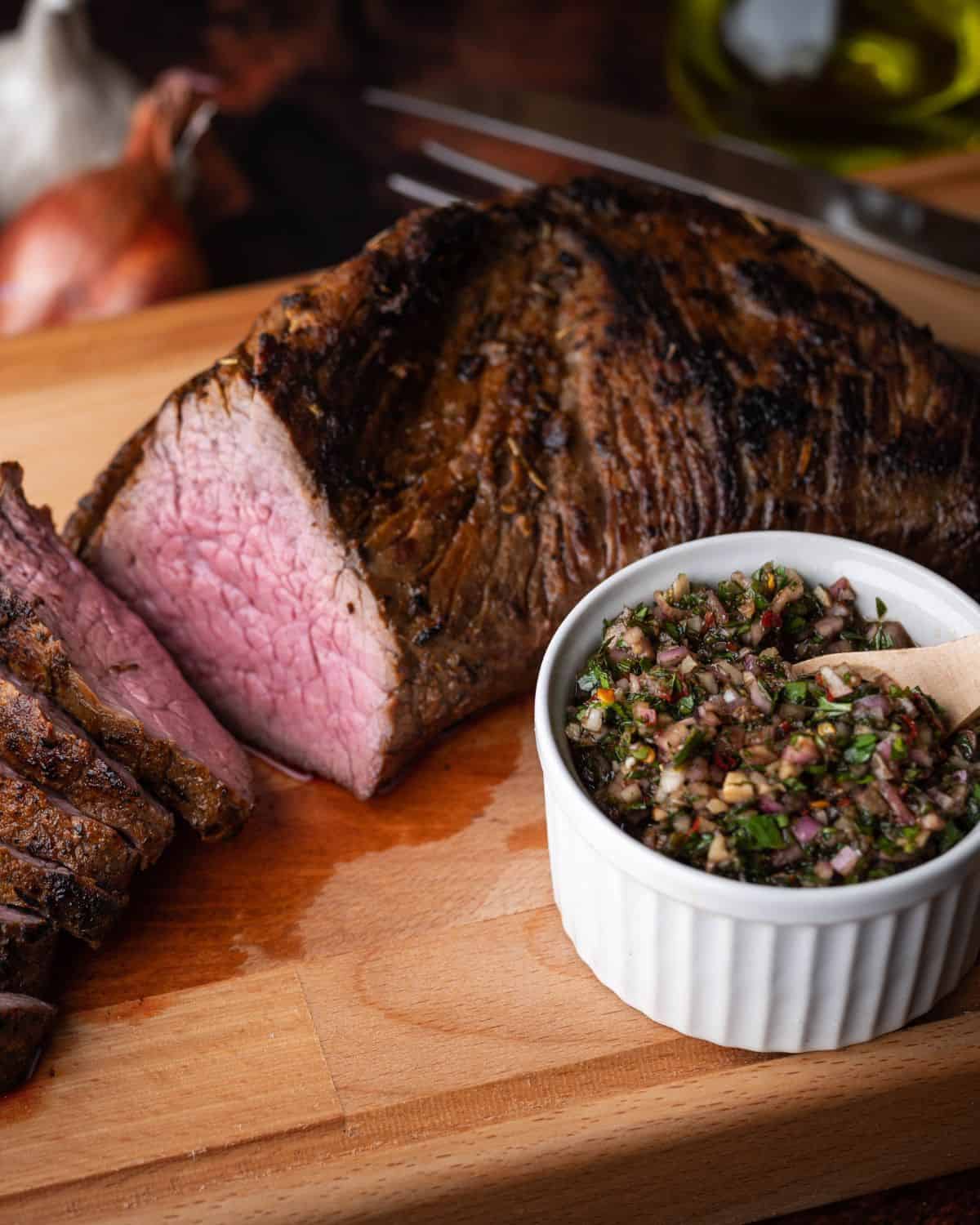 Steak on cutting board