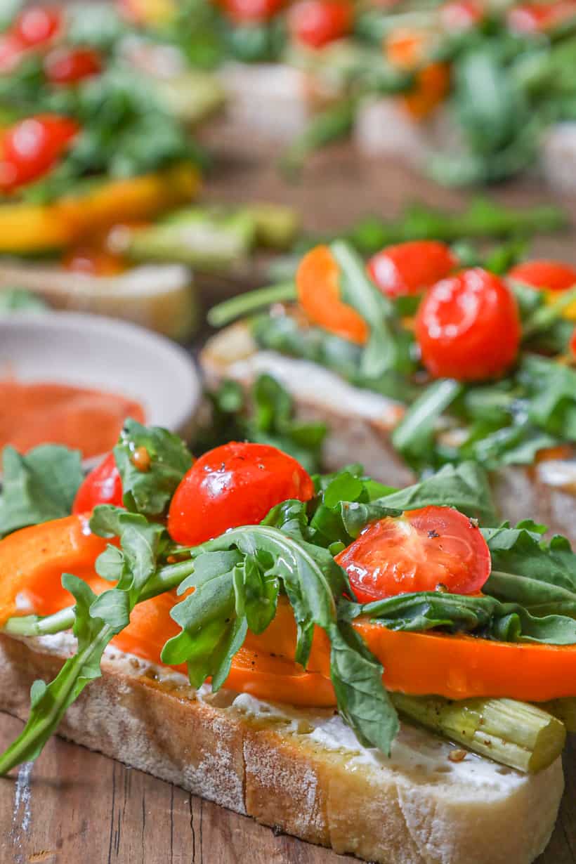 Vegetable Bruschetta with chili sauce