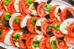 Caprese Salad on white plate