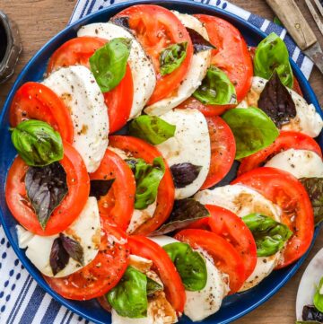 Caprese Salad on Blue Plate