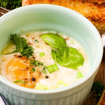 oven baked eggs with cheese and herbs