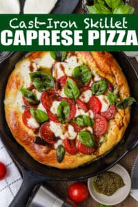 Cast-Iron Skillet Caprese Pizza Pinterest Pin