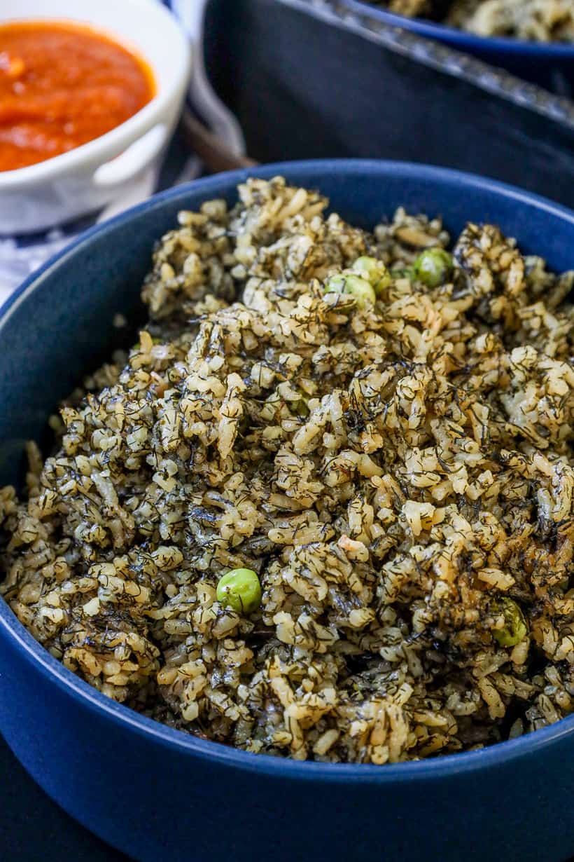 dill rice in bowl