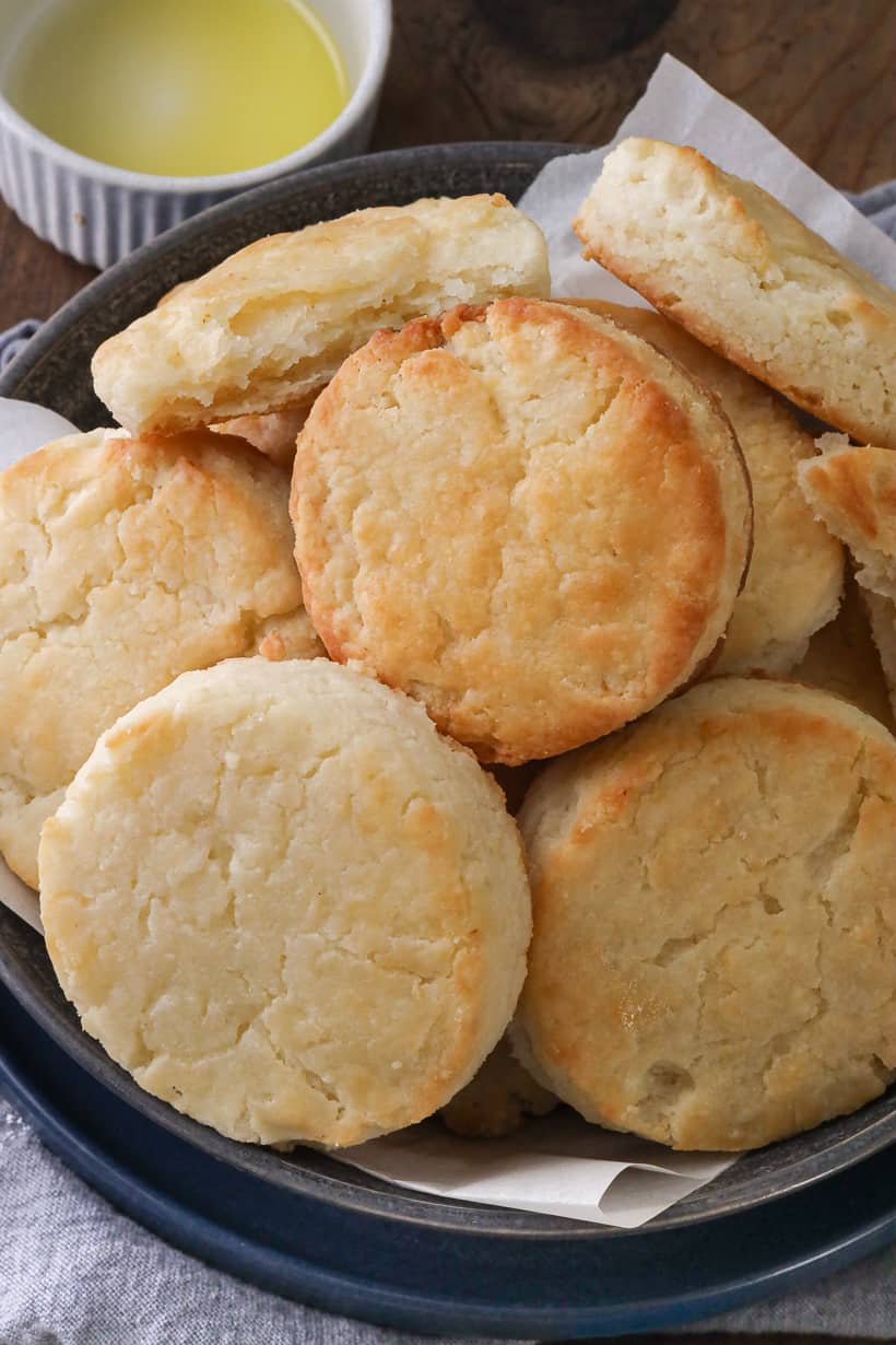 Gluten-Free Biscuits stacked in bowl