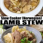 slow cooker lamb stew with cabbage Pinterest pin