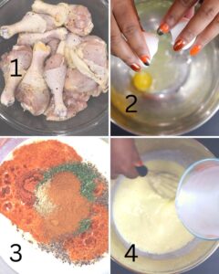 Steps 1-4 Gluten Free Fried Chicken