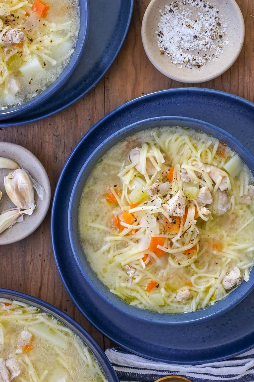 soups - chicken with noodles and vegetables