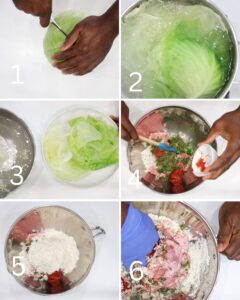 Stuffed Cabbage Rolls Steps 1-6