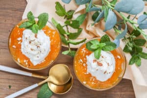 Kabak Tatlısı in cups with mint