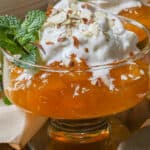 Kabak Tatlısı in glass with ice cream and mint