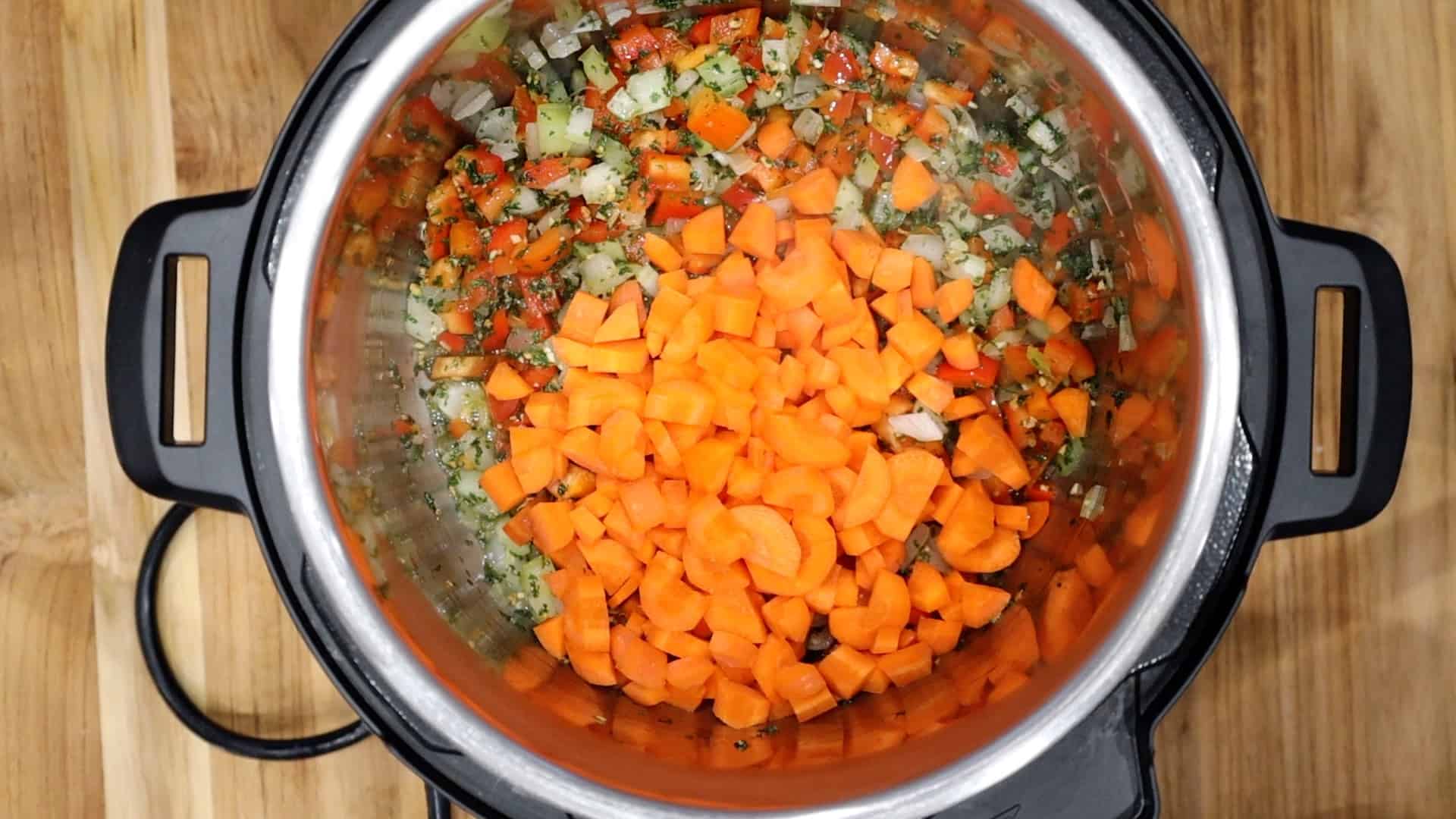 Adding carrots to the instant pot