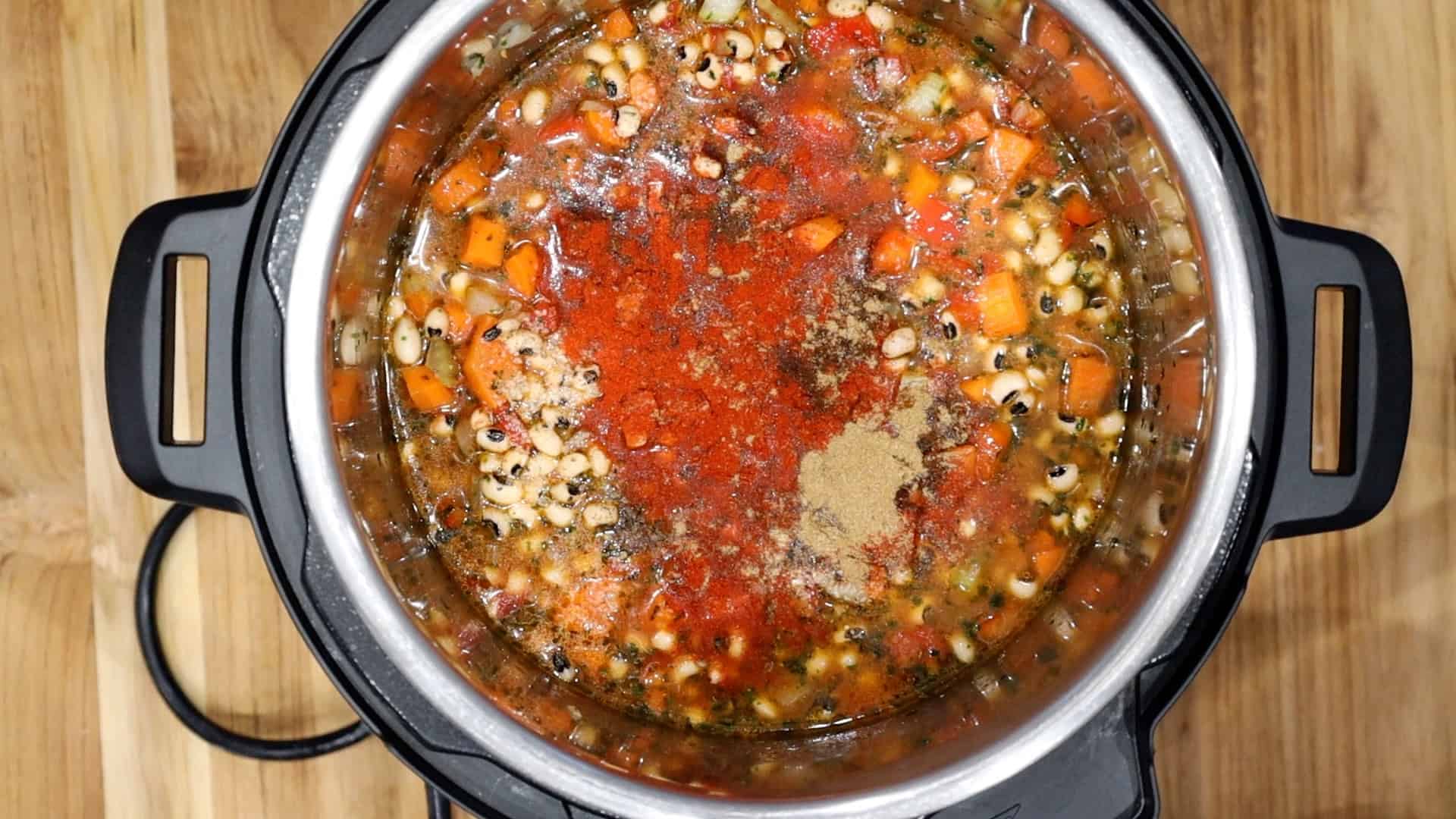 Instant Pot Black Eyed Peas Adding Spices