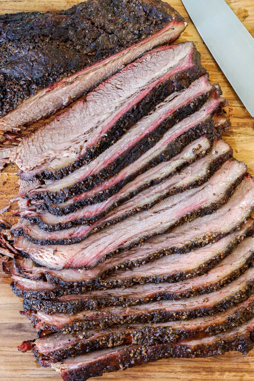 Beef Brisket slices on board
