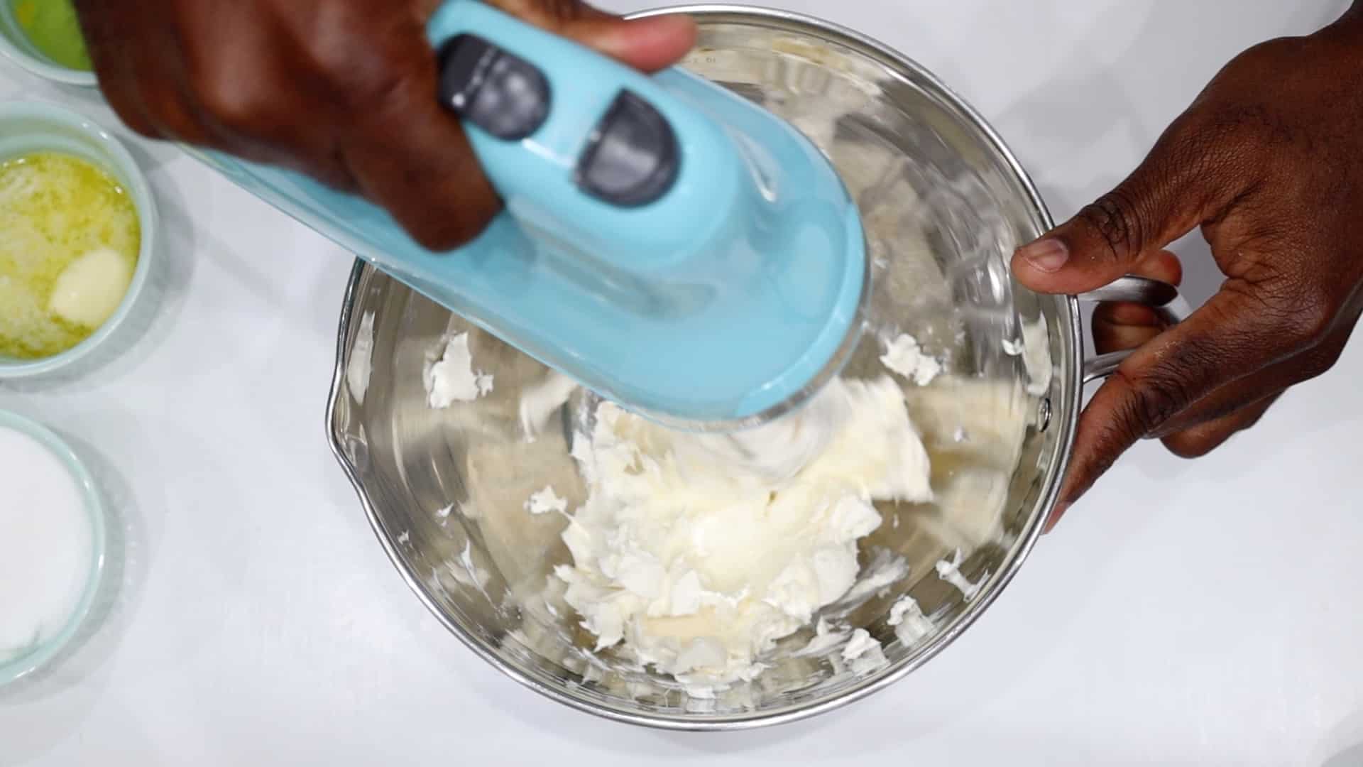 Whisking cream cheese