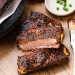 cooked ribs in air fryer with bbq sauce
