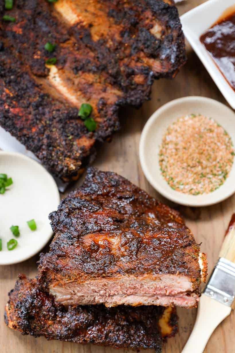 Ribs in air fryer with bbq sauce