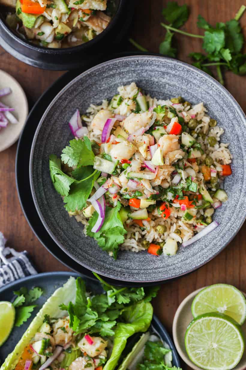 Cod Ceviche over rice
