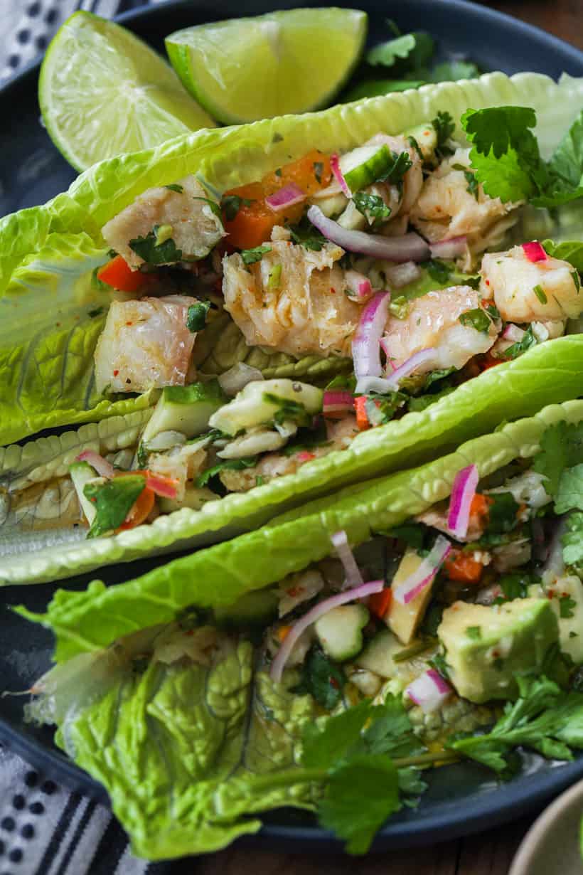 Cod Ceviche Lettuce Wraps