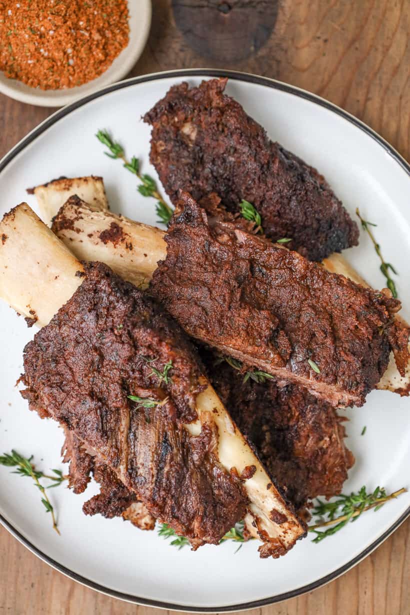 jerk ribs on white plate