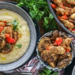 Mushroom Chicken over grits and in bowl
