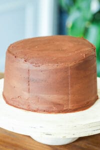 chocolate cake covered with chocolate frosting