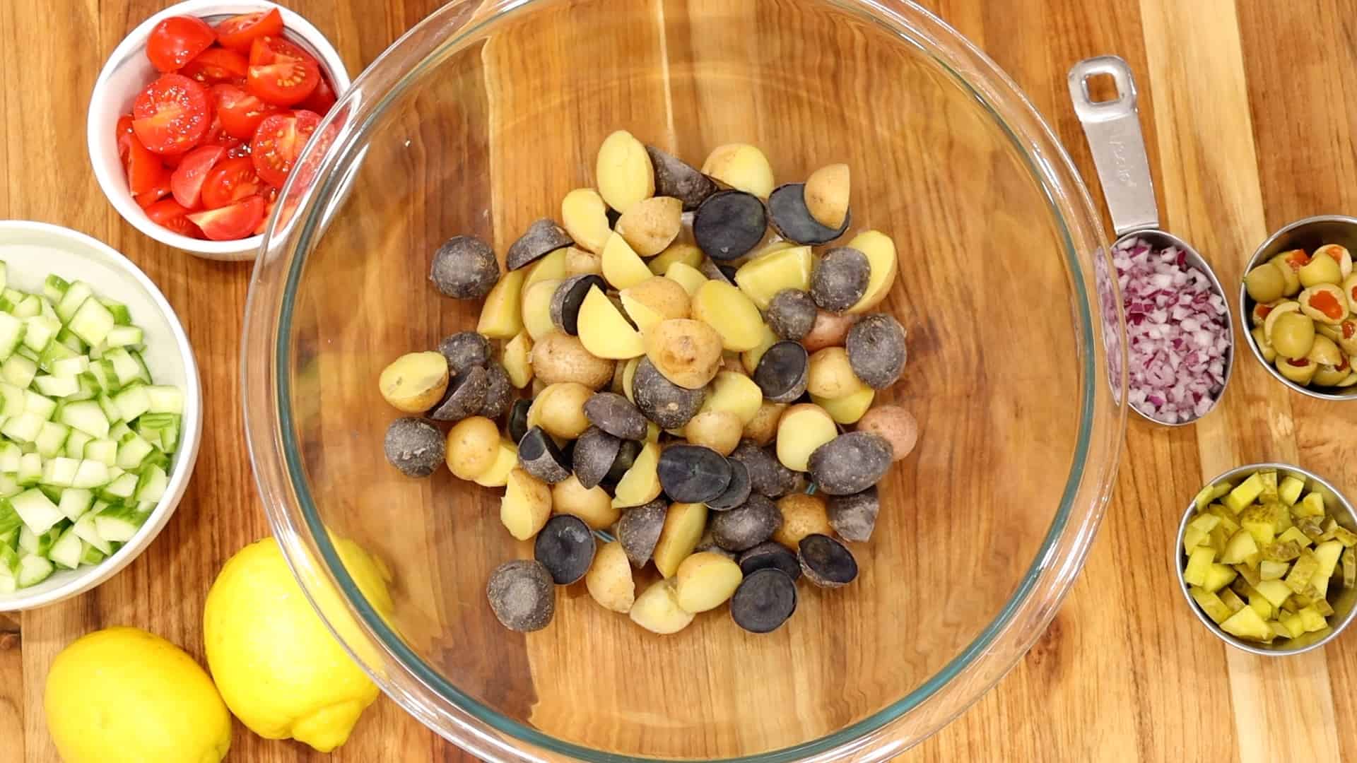 Ingredients to make Mediterranean Potato Salad