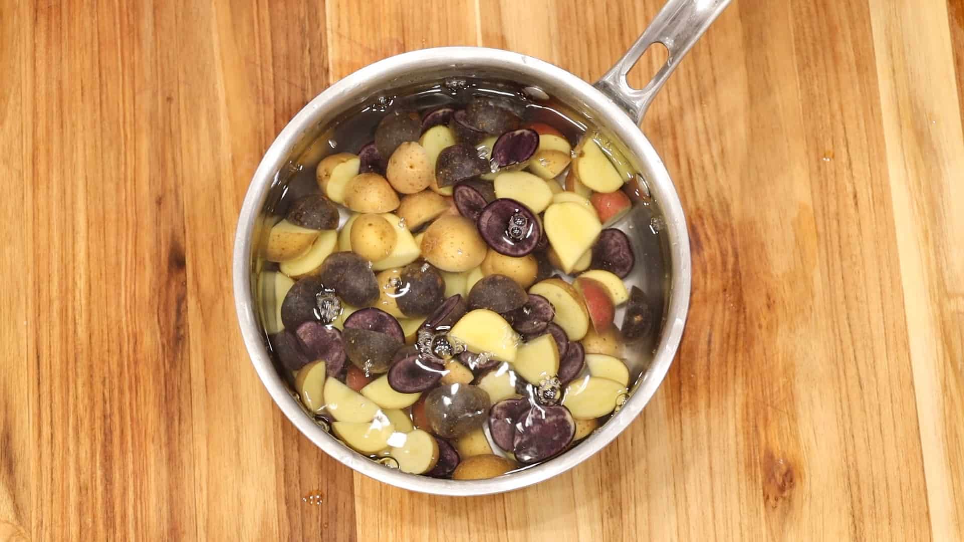 Potatoes in water in a pot