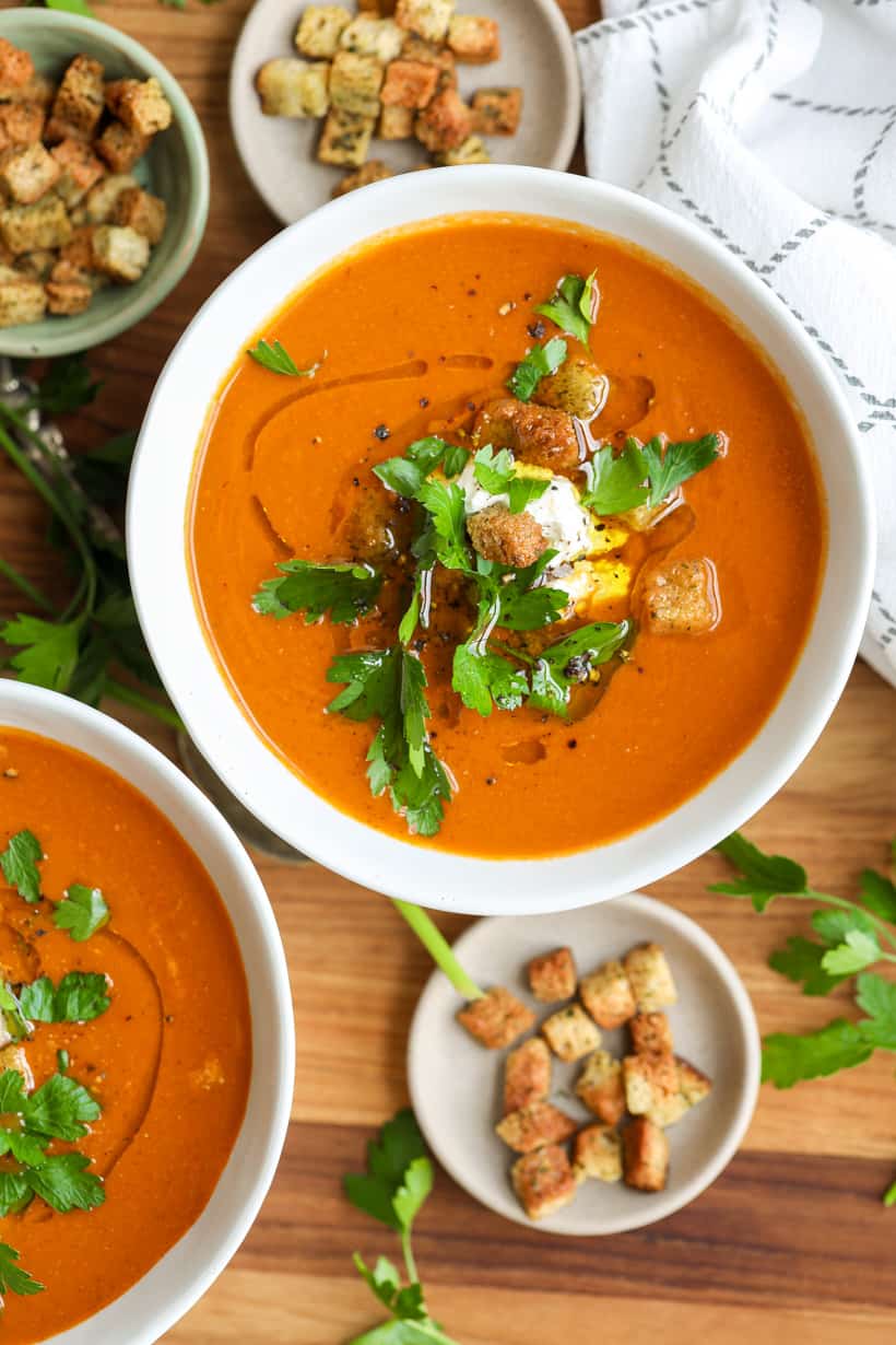 Homemade Tomato Bisque in bowls