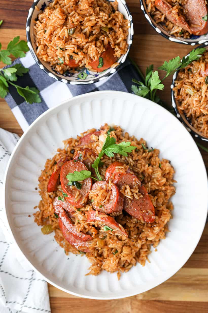 Multiple bowls of Cajun Fried Rice