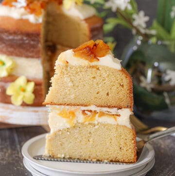 Slice of Haitian Rum Cake on a plate