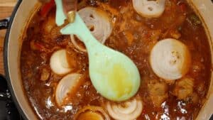 Onions added to sauce