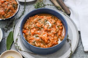 Haitian Legume in a blue bowl