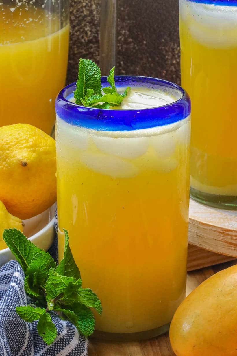 Mango lemonade in tall glasses