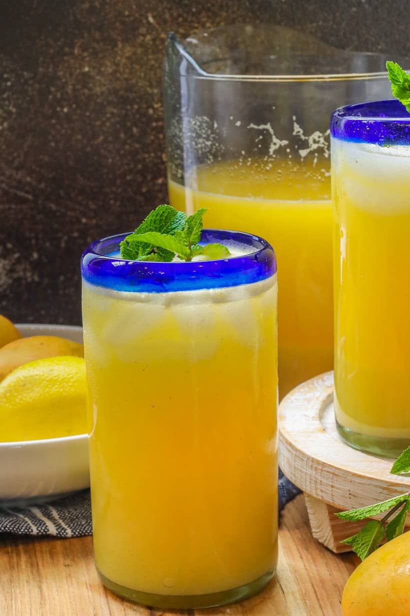 Mango lemonade in tall glasses