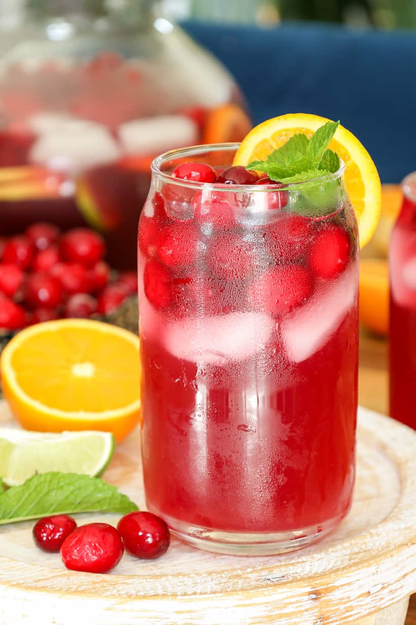 sangria in glass with fruits non-alcoholic