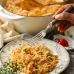 Hand holding fork to rice