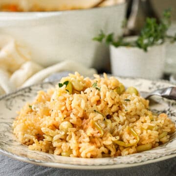 rice and lima beans on plate