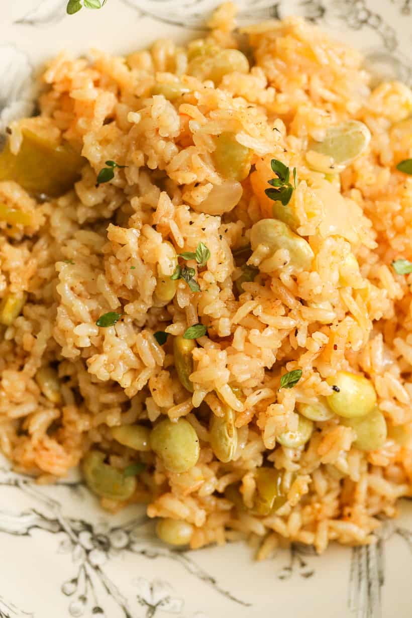 rice and lima beans on plate