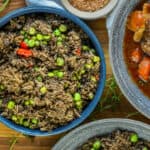 Haitian black rice recipe with sweet peas