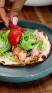 dressing salmon tacos