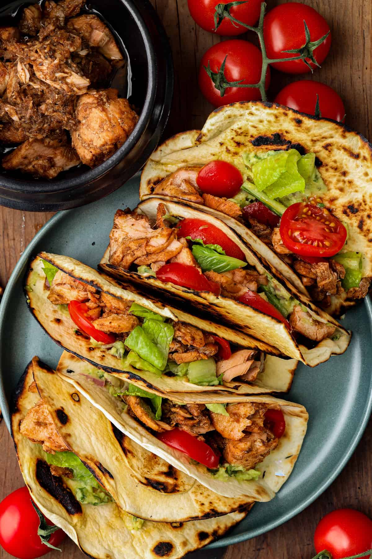 salmon tacos on plate