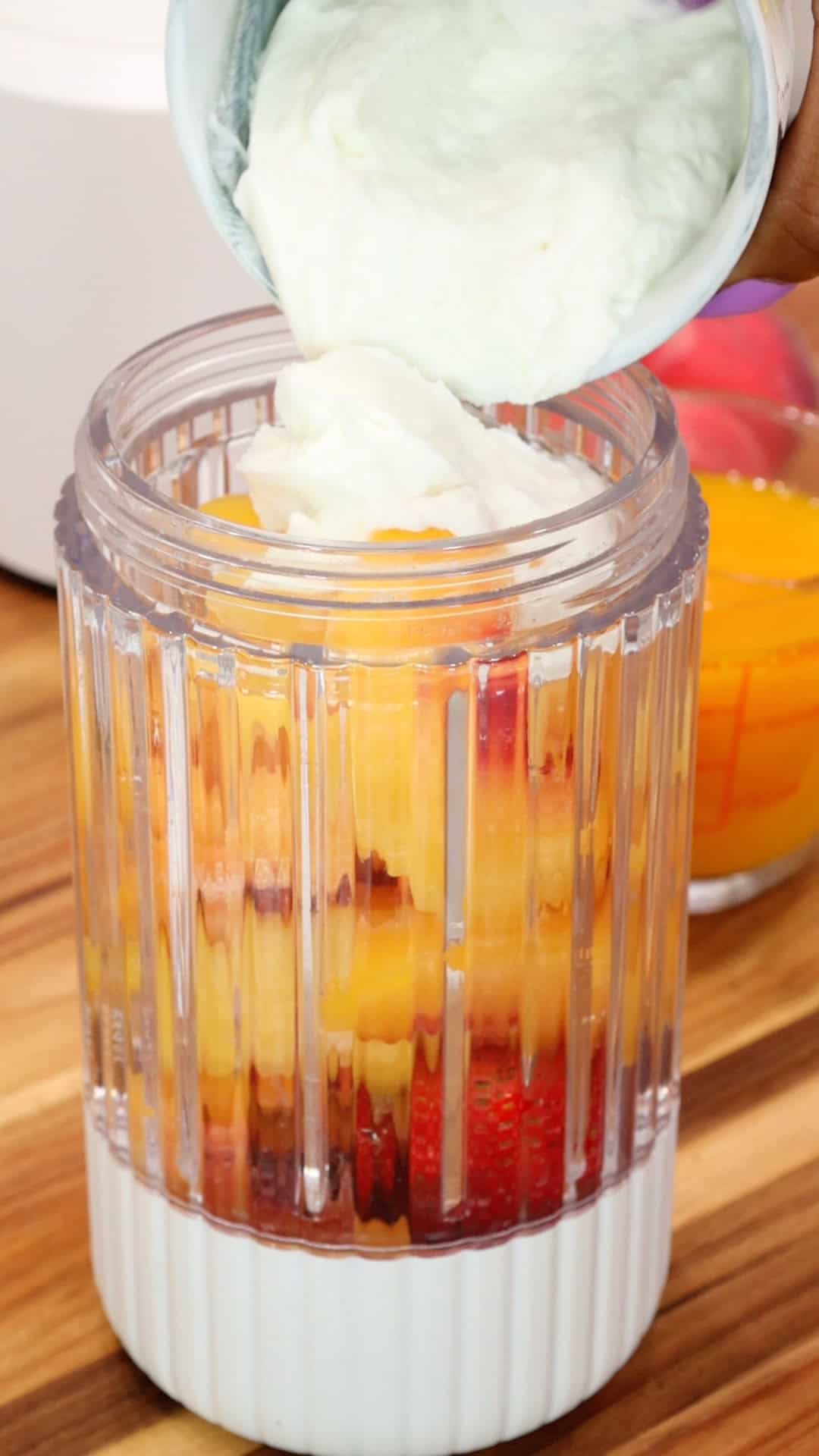 Adding Yogurt to Peach Smoothie Recipe