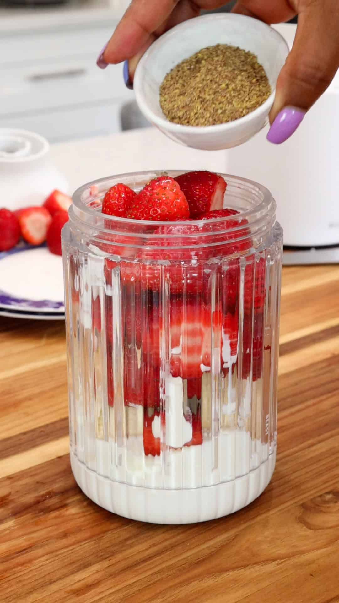 Adding fruits and flax seed in Beast Blender