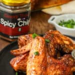Chipotle Chicken Wings on black plate