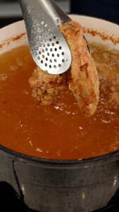 Deep frying chicken wings